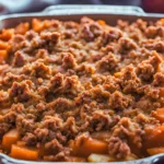 Sweet Potato and Apple Casserole with Pecans and Marshmallows